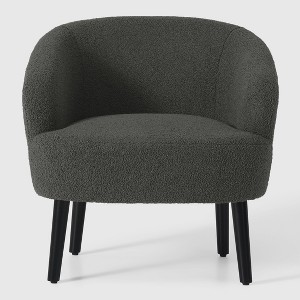 WestinTrends Alexandria 29" Wide Mid Century Modern Faux Shearling Barrel Accent Arm Chair - 1 of 4