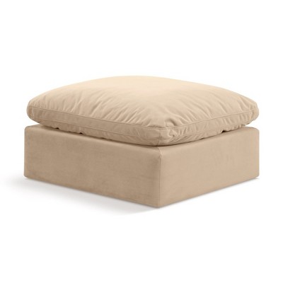 Meridian Furniture,Indulge Linen Textured Fabric Ottoman