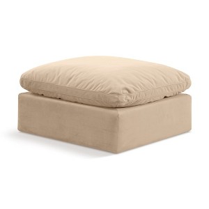 Meridian Furniture,Indulge Linen Textured Fabric Ottoman - 1 of 4