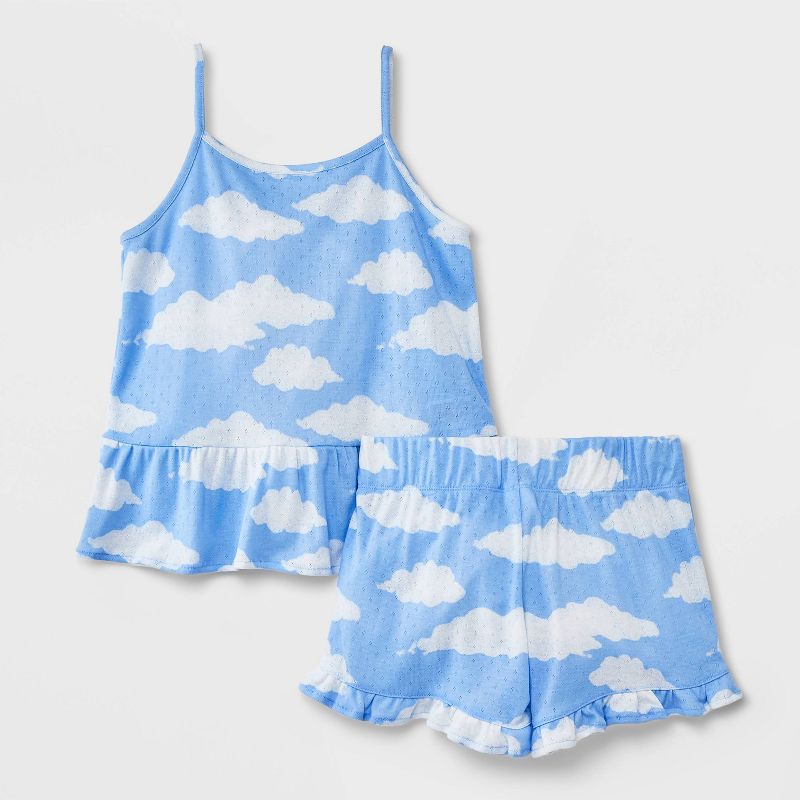 Girls' 2pc Pointelle Ruffle Tank Pajama Set - art class™, 3 of 6