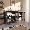 HDZNVF Sideboard Cabinet with 4 Glass Door, Black - 3 of 4