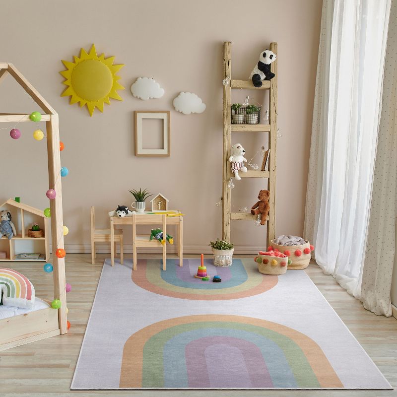 Well Woven Rainbow Watercolor Apollo Kids Collection Multi Color Area Rug, 2 of 9