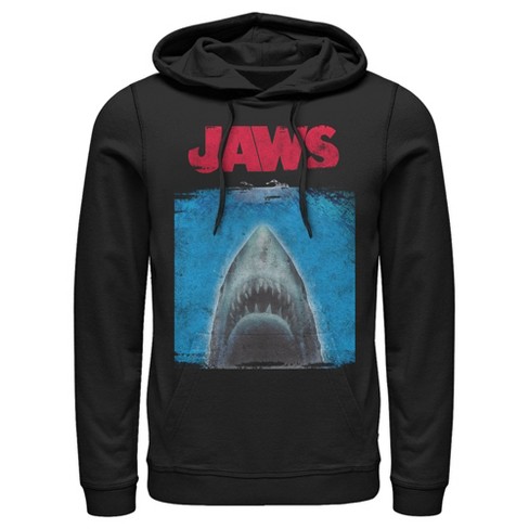 Men s Jaws Shark Movie Poster Pull Over Hoodie Black Small Target
