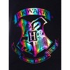 Harry Potter Girls' Hogwarts Rainbow Hologram Shirt and Shorts Pajama Set Black - 3 of 4