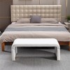 43.31"New Boucle Fabric Loveseat Ottoman Footstool Bedroom Bench Shoe Bench With Gold Metal Legs,Ivory - 2 of 4