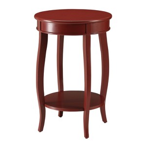 FONTOI Round End Table with Bottom Shelf, 2-Tier Side Table, Coffee Table for Bedroom Living Room, Red, 18.5"*24.5"*18.5" - 1 of 4
