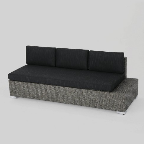 Aluminum Patio Sofa With Cushion Black Gray Christopher Knight