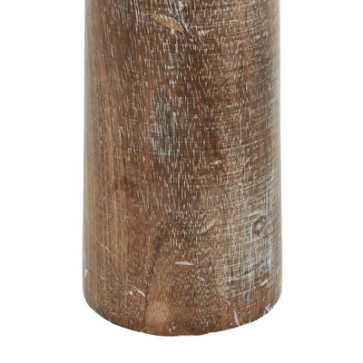Dark Brown Mango Wood Coastal Candle Holder Set