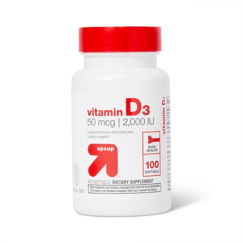 Vitamin D3 2000 IU (50 mcg) Bone Health and Immune Support Softgels - 100ct  - up & up™