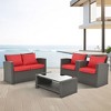 Sapphtopaz Patio Furniture Set Wicker Woven Outdoor Conversation Chairs with Cushions and Square Coffee Table for Outdoor, Terrace - 2 of 4