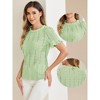 INSPIRE CHIC Women's Crochet Eyelet Mock Neck Puff Sleeve Ruffle Embroidery Blouse - 2 of 4