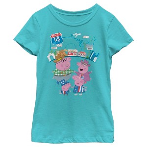 Girl's Peppa Pig Family Road Trip T-Shirt - 1 of 4