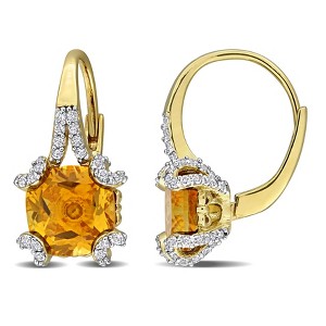 EVERLY JEWELRY | Yellow Plated Sterling Silver 4 3/4 CT TGW Citrine White Topaz Earrings - 1 of 4