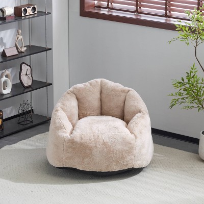 Vynxaria Albi Indoor Cozy Armchair-Style Bean Bag, Beige
