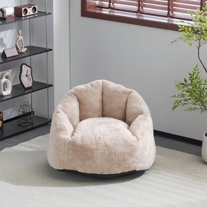 Vynxaria Albi Indoor Cozy Armchair-Style Bean Bag, Beige - 1 of 4