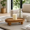 Elevated Wood Tray with Round Ball Feet for Centerpiece Table Decoration - Home Accent Perfect as Trinket, Jewelry, or Bathroom Vanity Tray - 4" Brown - 2 of 4