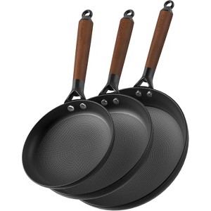 LAMFO Non Stick Frying Pans, 3 Piece Cast Iron Pans, 8&10&12Inch Cookware Set Cast Iron Skillets, PFAS-Free, Egg Pans Nonstick, Oven Dishwasher Safe - 1 of 4
