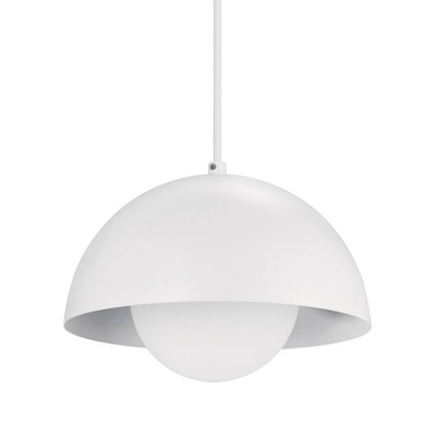 Photo 1 of 1-Light Amelia Plug-In Pendant with Glass Shade Matte White - Globe Electric