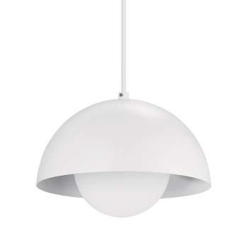 1-Light Amelia Plug-In Pendant with Glass Shade Matte White - Globe Electric