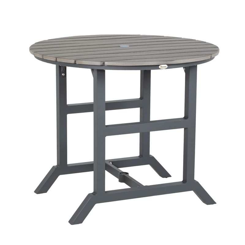 Outsunny Outdoor Dining Table for 4 People, Round Patio Table with Umbrella Hole and Aluminum Frame, 1 of 7