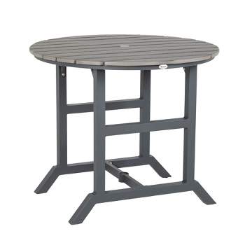 Outsunny Outdoor Dining Table for 4 People, Round Patio Table with Umbrella Hole and Aluminum Frame