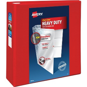 Avery Heavy-Duty View 3 Ring Binder, 4" One Touch EZD Rings, 4.5" Spine, 1 Red Binder (79326) - 1 of 4