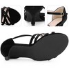 BLISSFUL STEP Women's Velvet Open Toe Kitten Heel Ankle Strap Sandals - 3 of 3