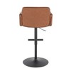 30" Faux Leather Contemporary Swivel Adjustable Barstool with Padded High Back and Built-In Footrest, Set of 2 - 3 of 4