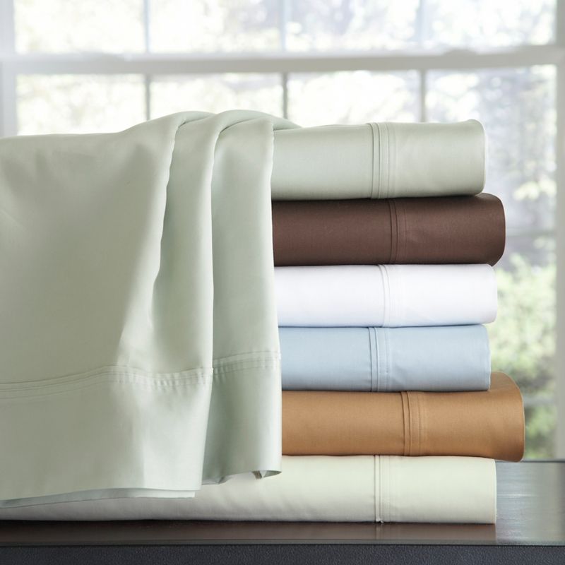Pointehaven 500 Thread Count 100% Long Staple Cotton Solid Sateen Luxury Duvet Set, 2 of 4