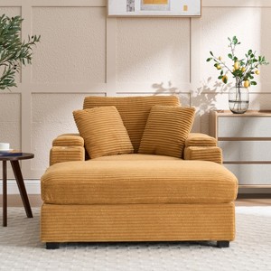 GDFStudio Ulen Modern Corduroy Upholstered Storage Chair with Ottoman and Detachable Cushions - 1 of 4