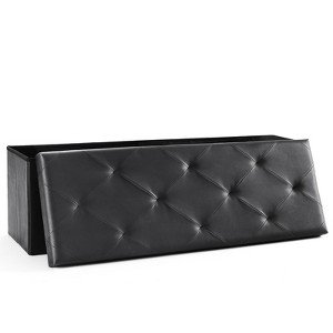 Vynxaria Elegant Foldable Storage Ottoman Bench, 43in, Synthetic Leather, Thicker Foam Seat, Black - 1 of 4