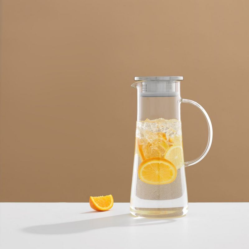 JoyJolt Breeze Glass Pitcher with Lid (Pour / Filter) 50oz Glass Water Pitcher, 4 of 9