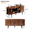 Modern MDF Storage TV Stand with Sliding Door,Mid Century TV Console Table for Living Room,Walnut TV Stand Cabinet with Fluted Design-Coolbibila - 4 of 4
