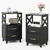 Heynemo Tall Nightstand, Side Table with 2 Drawers & Open Shelf on Top, Solid Feet, Ideal for Bedroom, Living Room, Home Office - 3 of 4