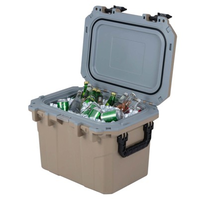 Costway 53 QT Ultra-Light Injection Molded Cooler with 2 Handles & Bottle Opener for 6 Days White/Brown