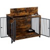 NicBex 43.7Inch Dog Crate Furniture Wooden Dog Cage Side Table with Flip-Up Top and 3 Doors,Wheels,Indoor Use,Rustic Brown - 3 of 4