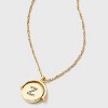 14K Gold Dipped Crystal and Mother of Pearl Circle Spinner Initial Necklace - A New Day™ - 4 of 4