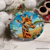 Giraffe Rendezvous Stained Glass Style Ceramic Ornament, African Animals Christmas Gift and Decor| OrnamentallyYou - 4 of 4