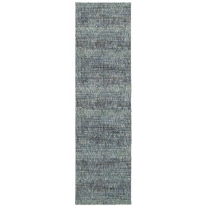 Oriental Weavers Pasargad Home Atlas Collection Fabric Blue/Grey Distressed Pattern- Living Room, Bedroom, Home Office Area Rug, 2' 6" X 12' - 1 of 4