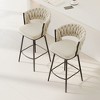 Lirago 360 degree Swivel Bar Chairs Set of 2-Black & White Metal Leg Stools with Soft Cushioned Backrest, Modern Kitchen & Dining Furniture - 2 of 4