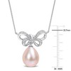 EVERLY JEWELRY | 10K White Gold 9.5-10mm Cultured Freshwater Pink Pearl and Diamond Accent Bow Necklace - 17 inch - 4 of 4