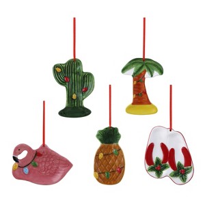 Mr. Christmas 4" Set of 5 Ceramic Tropical Ornaments - 1 of 4