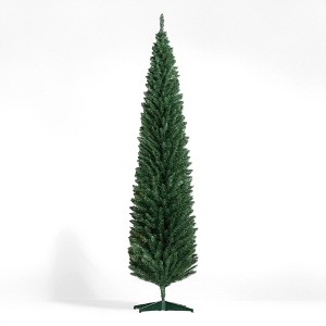 NAYSAYE 8ft Artificial Pencil Christmas Tree with Realistic Branches and Sturdy Metal Base for Holiday Decoration, Green, 21.8"*21.8"*94.5" - 1 of 4