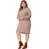 Agnes Orinda Women's Plus Size Knit Sweater Warm Long Sleeve Pullover Mini Dresses - 3 of 4