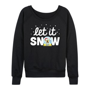 Women's - SpongeBob SquarePants - Let It Snow Lightweight French Terry Wide Neck Long Sleeve Shirt - 1 of 4