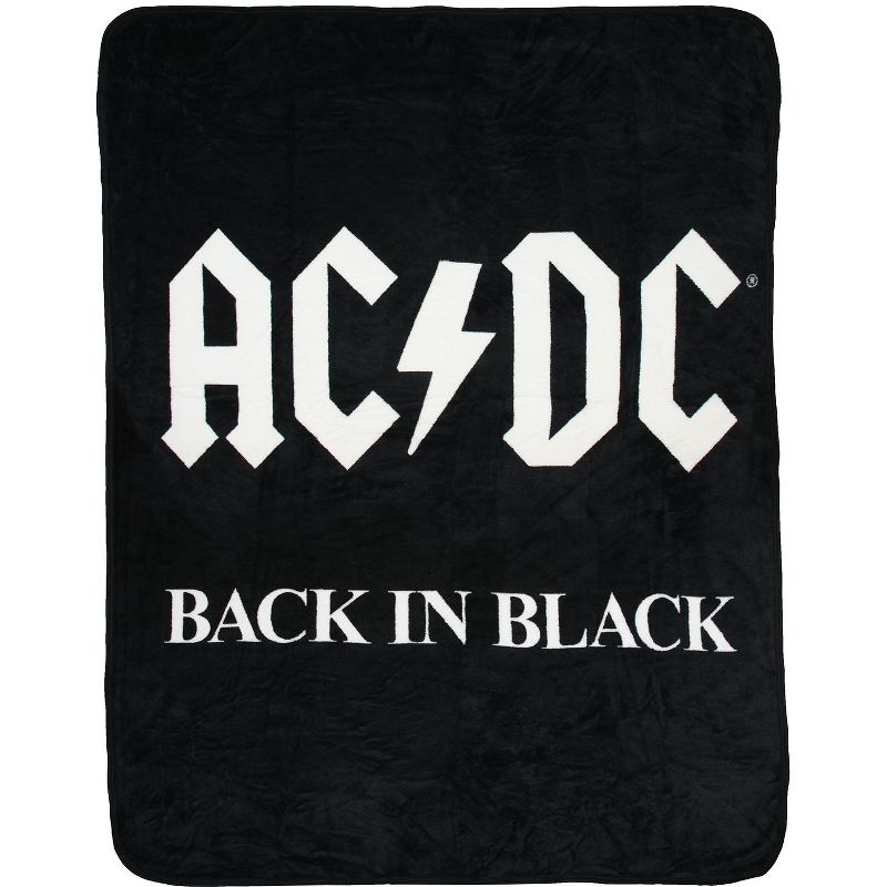 AC/DC Back In Black Super Soft And Cuddly Fleece Plush Throw Blanket Black, 1 of 6