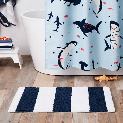 Rugby Striped Kids&#39; Bath Rug Navy - Pillowfort&#8482;_4