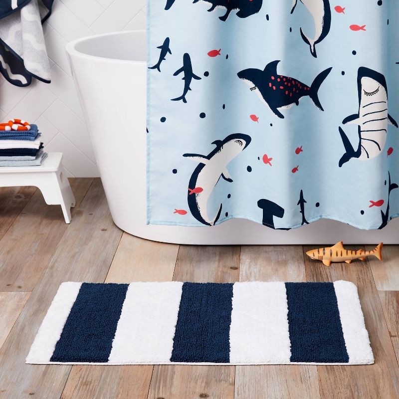 Rugby Striped Kids&#39; Bath Rug Navy - Pillowfort&#8482;, 3 of 7