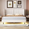 NicBex Queen Size Upholstered Bed Frame with Linen Wingback Headboard,Platform Bed Frame with LED Lights,No Box Spring Needed,Easy Assembly,Beige/Gray - 2 of 4