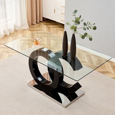 CENGHU Large Modern Minimalist Rectangular Dining Table for 8 people, Kitchen Table with MDF OC Shaped Brackets and Base for Kitchen, Dining Room